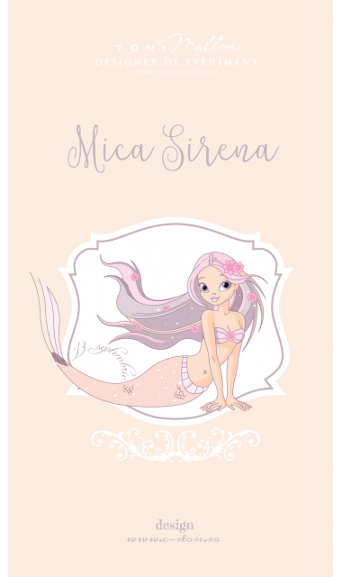 Lumanare botez pentru fetite cu mica sirena, 65x4cm, Baby Mermaid 5